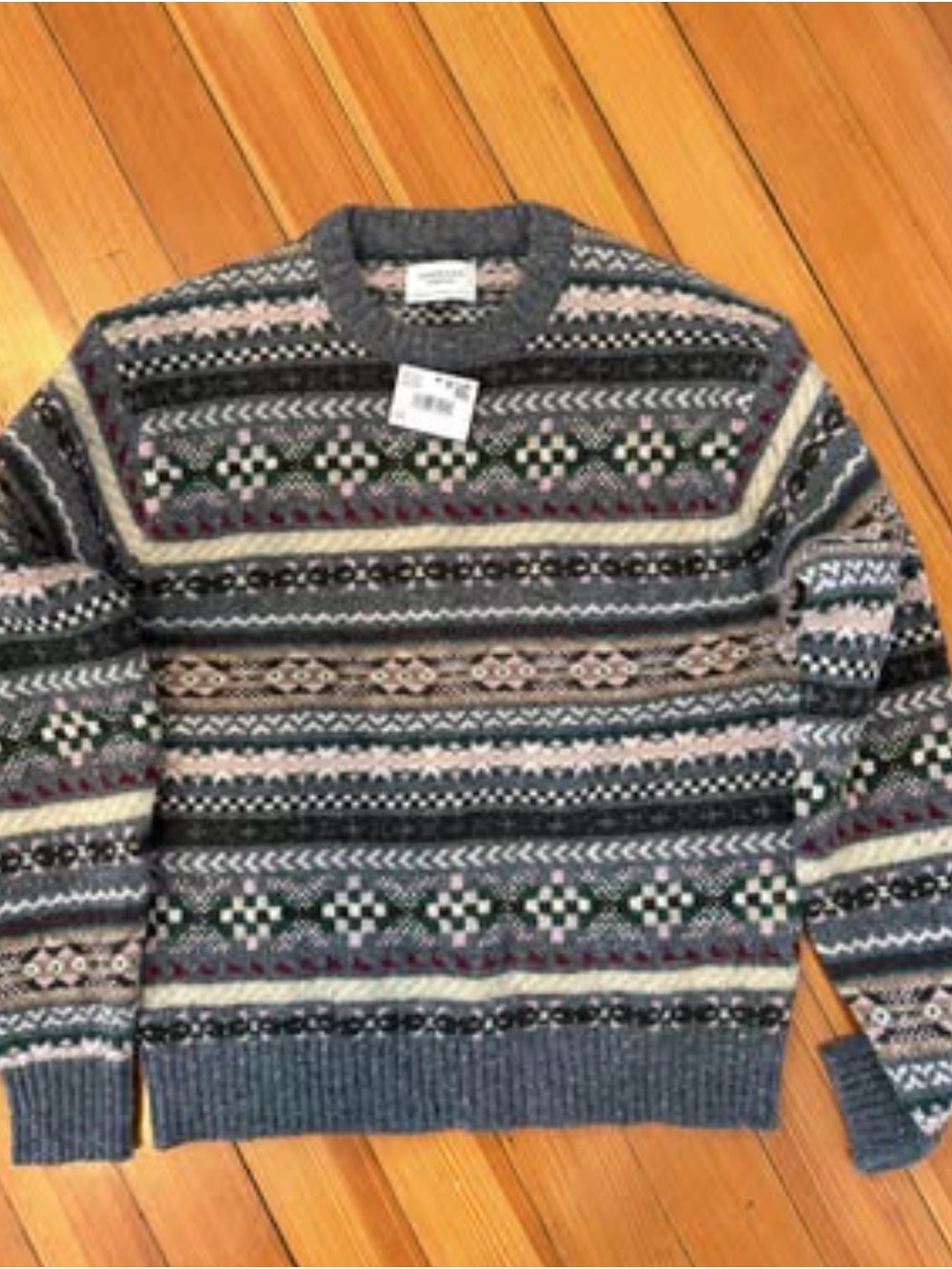 Men's Fair Isle Crewneck Sweater - Gray Multi